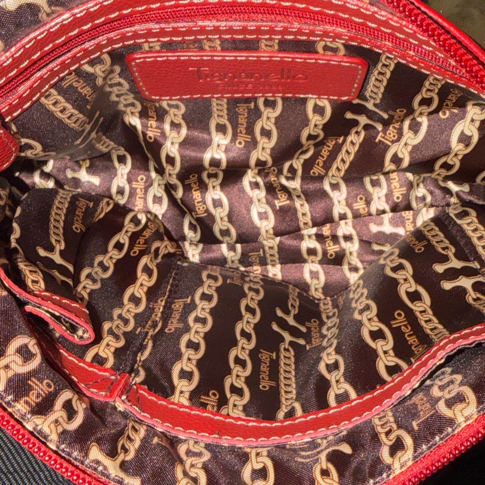 Tignanello Red Pebbled Leather Shoulder Bag - Picture 11 of 15